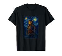 Cat Samurai Warrior Under Starry Sky for Cat Owner T-Shirt