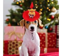 Cat Santa Hat | Cat Santa Hat with Christmas Theme Pattern Christmas Costume with Adjustable Elastic Band Pet Costumes Santa Hat