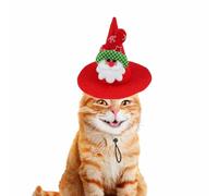 Cat Santa Hat Christmas Theme Pattern Santa Hat with Cat | Christmas Costume with Adjustable Elastic Band Pet Costumes Holiday Party Puppy