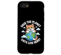 Cat Save the Planet Nature Earth Kitty Eco Climate Awareness Case for iPhone SE (2020) / 7/8