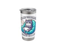 Cat Says Ask Me Tomorrow Today is a No Funny Cat Lover Stainless Steel Insulated Tumbler