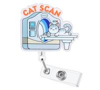 Cat Scan Funny Radiology Badge Reel | Retractable ID Card Badge Holder | Medical Badge Clip for CT Tech, Rad Tech RN LPN CNA MA ER Night Shift Nurse Doctor | Nurse Gifts | Acrylic｜Alligator Clip