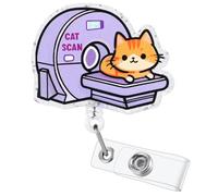 Cat Scan Hologram Funny Radiology Tech Pediatric Nurse Acrylic Badge Reel