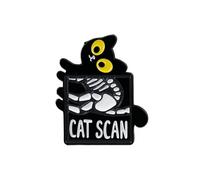 Cat Scan Radiologist Enamel Pin, Cute Black Cat X-ray Pin Brooch, Funny Pet Mom Badges, Hilarious Gift For Humorous Rad Tech Vet Tech Animal Lover, Veterinary Humor Lapel Badges, Kitten Skeleton
