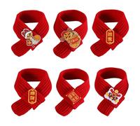 Cat Scarf - Red Knitted New Year Scarf for Dogs: Winter Costume Neckwear for Pets and Dolls