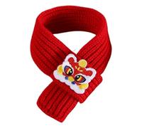 Cat Scarf - Red Knitted New Year Scarf for Dogs: Winter Costume Neckwear for Pets and Dolls