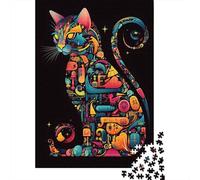 Cat Scheme 1000-Piece Puzzle for Adults, 52x38cm/1000pcs, Clean White Cardboard for Sorting; to Complete Gradually over A Weekend