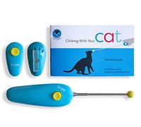 CAT SCHOOL Clicker Training Kit - 1 Clicker, 1 Target Stick, Step-by-Step Booklet - Cat Training, Fist Bump, Positive Behavior