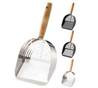Cat Scooper for Litter Box Stainless Steel Kitten Litter Shovel | Portable Cleaning Sifting Tool With Ergonomic Long Handle, Pet Supplies for Home Travel Indoor