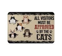 Cat Scratch - All Visitors Must Be Approved by The Cats Non-Slip Absorbent Resist Dirt Doormat Entrance Rug Inside Floor Mats for Home Bedroom Kitchen Front Porch 24X16 Inch