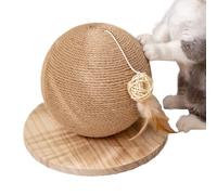 Cat Scratch Ball - 26x21cm Cat Scratching Post, Cats Scratchings Toy With Ball, Enrichment Sisal Puzzle Interactive Cats Play Exerciser With Feathers For Climbing Coi Hunting