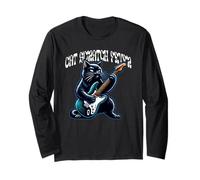 Cat Scratch Fever Cat Playing Guitar Rock and Roll Design Long Sleeve T-Shirt