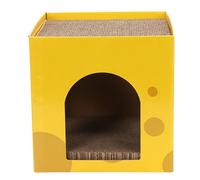 Cat Scratch House, Cardboard Cheesy Design Durable Interactive Cat Scratcher Playhouse for Indoor Cats Corrugated Paper 11.8 x 11.8 x 11.8 Inches