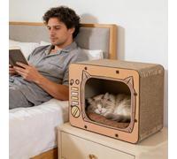 Cat Scratch House Cardboard - TV Shape Corrugated Bed | Cardboard Cat Scratcher Pet Bed - for Bunny Hamster Enrichment Play Boredom Indoor Couch Carpet Furniture Protector