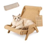 Cat Scratch Lounger Chair, Wooden Sisal Scratching Bed，Scratch Lounger | Curved Seat Supports Claw Care, Full-Body Stretching, Lounging, And Naps; Raised Sides Create A Cozy Resting Spot
