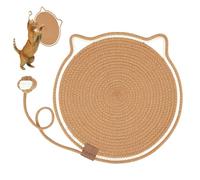 Cat Scratch Mat 17in Cat-Shaped Scratch Pad with Roped Ball -Resistant Washable Breathable Cotton Rope Scratchers for Indoor Cats, Caramel Color