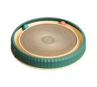 Cat Scratch Pad, Cardboard Scratcher, Interactive Toy, Non-Slip Base, Two Balls Included, 15.75 x 2.76 inches, Corrugated Material, Green Blue, for Training Enrichment, Rest Play Fun