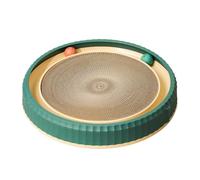 Cat Scratch Pad - Round Cardboard Cat Scratcher, Interactive Toy Ball play stati0n | Non Slip Base Kitty Activity Trainer | Durable Feline Scratching Board For Kitten Exercise Claw Care Rest Enrichme