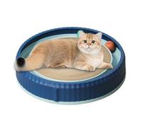 Cat Scratch Pad, Round Cardboard Scratcher, 40 x 7 cm/15.75 x 2.76 Inch Non-Slip Base with Toy Balls, Interactive, Kitten Training Enrichment Bed for Indoor Cats Corrugated