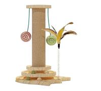 Cat Scratch Post - Cat Scratching Pole - Sisal Scratcher - Interactive Sisal Scratch Post - Anti Tip Kitten Scratcher Tower | Reusable Toy Keeps Cats Active And Entertained At Home