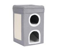Cat Scratch-Proof Bed with Sisal Scratching Board - Protects Sofa & Furniture, 3-Level Play House for Active Cats, Removable & Washable Plush Pads, Collapsible for Storage