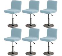 Cat Scratch Proof Stretch Bar Stool Covers Soft Swivel Slipcovers with Back for Kitchen & Pub Removable Set of 6 in Light Blue - Perfect for Bar Stools!