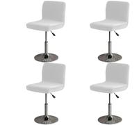 Cat Scratch Proof Stretch Bar Stool Slipcovers - Soft Swivel Chair Covers with Back Removable for Kitchen & Pub - Light Gray Set of 4 Perfect for Home Decor