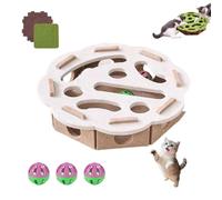 Cat Scratch Puzzle Box, Scratch Pad with Felt Maze & 3 Bell Balls, Mental Enrichment Toy for Indoor Cats, Stops Scratching Furniture and Promotes Play flower shape A