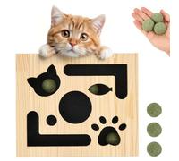Cat Scratch Puzzle Enrichment Box, 3-in-1 Wooden Cat Nail File Toy with Catnip Balls, Interactive Mental Stimulation Treat Dispenser for Indoor Cats, Furniture Protector for Sofa & Curtains