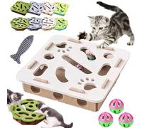 Cat Scratch Puzzle Enrichment Box, Cat Nail File Box with Three Bell Balls & Sandpaper Inside, Nail File Stress Free Alternative to Clippers and Grinders, Gifts for People Who Love Cats (Style-C)