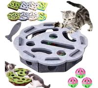 Cat Scratch Puzzle Enrichment Box, Cat Nail File Box with Three Bell Balls & Sandpaper Inside, Nail File Stress Free Alternative to Clippers and Grinders, Gifts for People Who Love Cats (Style-I)