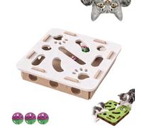 Cat Scratch Puzzle Enrichment Box, Cat Nail File Enrichment Box, Interactive Cats Puzzle Toy, Self Play Enrichments Toy with Balls, Stimulate Kittern Energy and Instincts(White,Square)