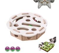 Cat Scratch Puzzle Enrichment Box, Cat Nail File Enrichment Box, Interactive Cats Puzzle Toy, Self Play Enrichments Toy with Balls, Stimulate Kittern Energy and Instincts(White,Round)