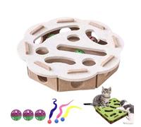 Cat Scratch Puzzle Enrichment Box, Cat Nail File Enrichment Box, Interactive Nail File Scratch with 3 Bell Balls,Stimulate Kittern Energy and Instincts (White,Flower shape)