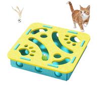 Cat Scratch Puzzle Enrichment Box, Cat Nail File Enrichment Box, Puzzle Felt Maze Boxes Cats Toys with 3 Bell Balls, for Indoor Cats Self Play, Stimulate Kittern Energy and Instincts (A)