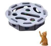 Cat Scratch Puzzle Enrichment Box, Cat Nail File Enrichment Box, Puzzle Felt Maze Boxs Cats Toys for Indoor Cats Self Play with 3 Bell Balls, Stimulate Kittern Energy and Instincts (Blue - Flowers)