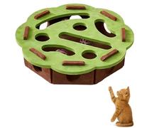 Cat Scratch Puzzle Enrichment Box, Cat Nail File Enrichment Box, Puzzle Felt Maze Boxs Cats Toys for Indoor Cats Self Play with 3 Bell Balls, Stimulate Kittern Energy and Instincts (Green - Flowers)