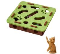 Cat Scratch Puzzle Enrichment Box, Cat Nail File Enrichment Box, Puzzle Felt Maze Boxs Cats Toys for Indoor Cats Self Play with 3 Bell Balls, Stimulate Kittern Energy and Instincts (Green - Square)