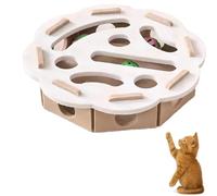 Cat Scratch Puzzle Enrichment Box, Cat Nail File Enrichment Box, Puzzle Felt Maze Boxs Cats Toys for Indoor Cats Self Play with 3 Bell Balls, Stimulate Kittern Energy and Instincts (White-flower)