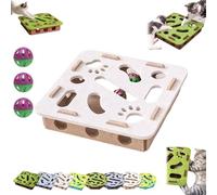 Cat Scratch Puzzle Enrichment Box, Cat Nail File Enrichment Box, Puzzle Felt Maze Toys with Bell for Indoor s Self Play, Stimulate Kittern Energy and Instincts (White,Square)