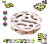 Cat Scratch Puzzle Enrichment Box, Cat Nail File Enrichment Box, Puzzle Felt Maze Toys with Bell for Indoor s Self Play, Stimulate Kittern Energy and Instincts (White,Round)