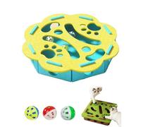 Cat Scratch Puzzle Enrichment Box, Cat Nail File Enrichment Box, Scratch-Resistant & Soft on Paws, with Bell for Indoor Cats Scratching and Hunting Mental Felt Maze Boxs (YellowB)