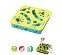 Cat Scratch Puzzle Enrichment Box, Cat Nail File Enrichment Box, Scratch-Resistant & Soft on Paws, with Bell for Indoor Cats Scratching and Hunting Mental Felt Maze Boxs (YellowA)