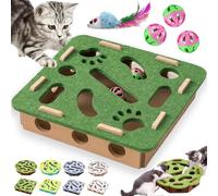 Cat Scratch Puzzle Enrichment Box, Cat Nail File Enrichment Box with Balls, Interactive Cats Scratches Puzzle Boxs - Bite & Scratch Resistant, for Indoor Bored Cats Scratching Hunting (Green-A)