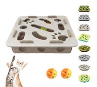 Cat Scratch Puzzle Enrichment Box, Cat Nail File Enrichment Box with Balls, Mental Felt Maze Boxs Stress Free Alternative to Clippers And Grinders, for Indoor Bored Cats Scratching Hunting (B1)