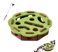 Cat Scratch Puzzle Enrichment Box, Cat Nail File Enrichment Box with Bell, Mental Felt Maze Box to Stimulate cat Energy Instincts, Interactive Cats Puzzle Toy for Indoor Cats (Green Round)