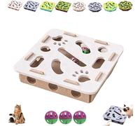 Cat Scratch Puzzle Enrichment Box, CatFelt Maze Toy, CatPuzzle Felt Maze Box CatToys, CatNail File EnrichmentBox with 3 Bell Balls Stimulate Kittern Energy and Instincts (White,Square)
