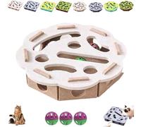 Cat Scratch Puzzle Enrichment Box, CatFelt Maze Toy, CatPuzzle Felt Maze Box CatToys, CatNail File EnrichmentBox with 3 Bell Balls Stimulate Kittern Energy and Instincts (White,Round)