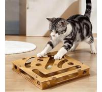 Cat Scratch Puzzle Enrichment Box, Felt Maze Toy with Balls, Alternative to Clippers and Grinders for Indoor Cats Self Play, Scratching & Hunting Fun Stimulate Kittern Energy and Instincts