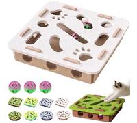 Cat Scratch Puzzle Enrichment Box, Felt Maze Toys for Indoor Self Play, Cat Nail File Scratcher Box, Interactive Felt Cats Puzzle Toy with Bell for Stimulate Kittern Energy and Instincts (A2)